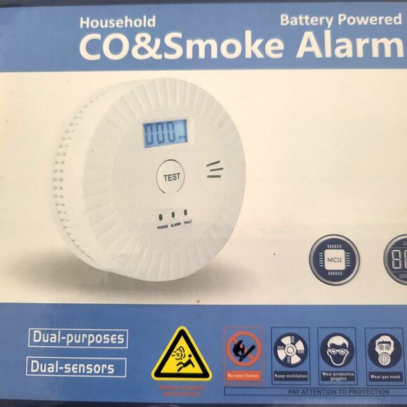 Smoke and Carbon Monoxide Detector battery cambo large LCD display home kitchen. - Picture 1 of 4